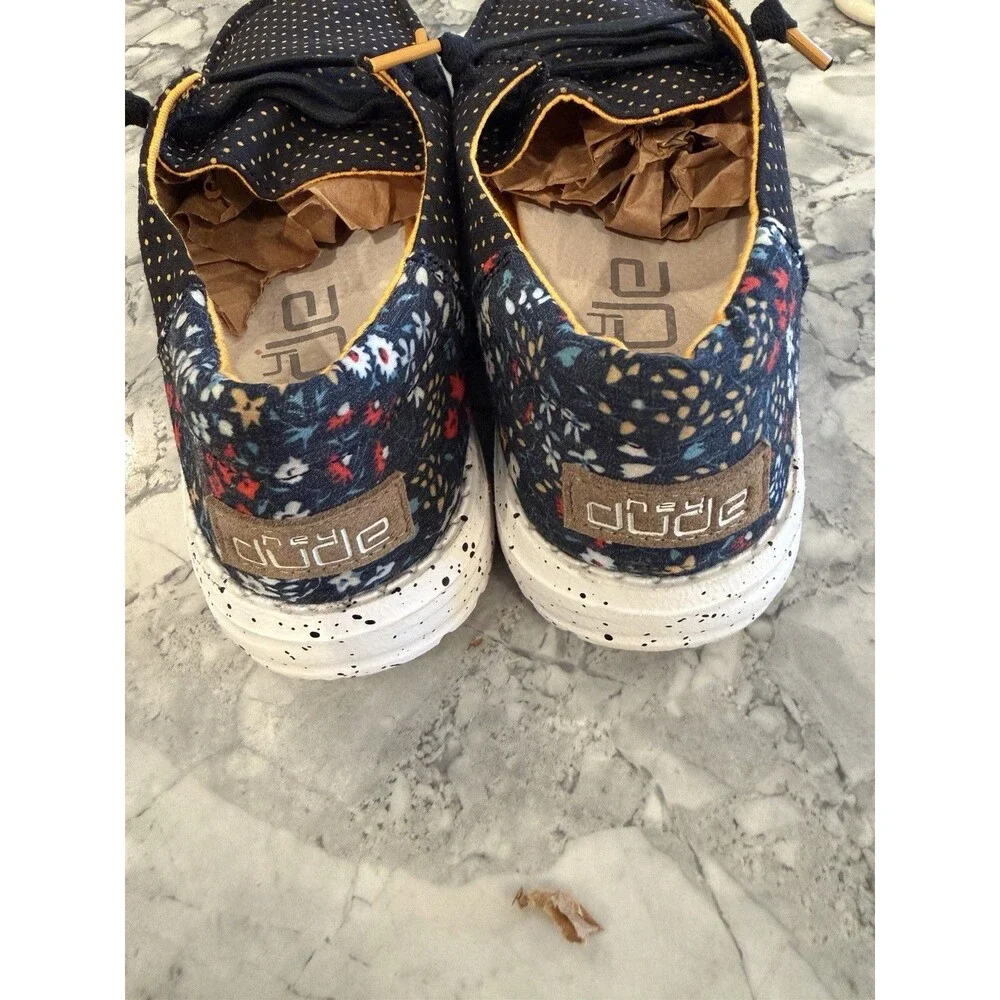 Hey Dude Wendy Funk Floral Dot Black Gold Women's Casual Shoes Size 7 EU 38